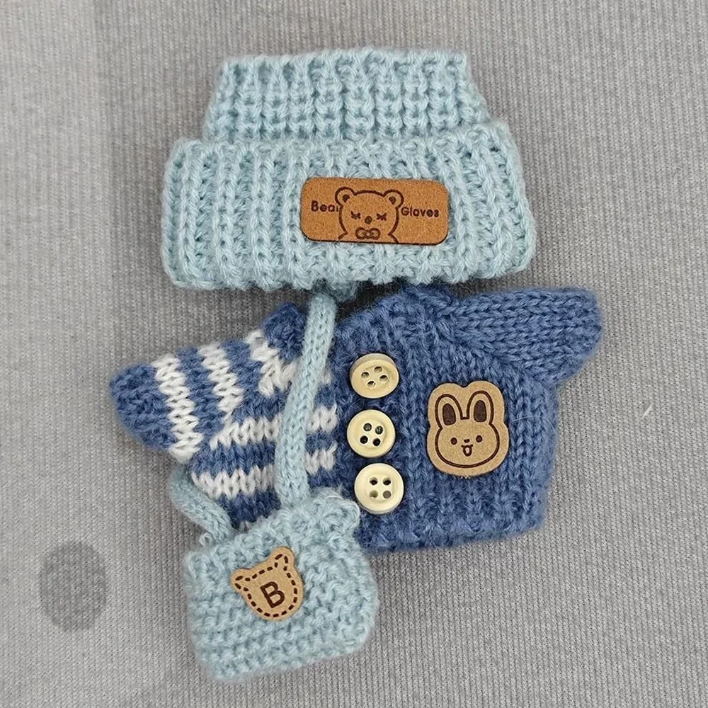 Vestiti per bambole per Labubu Outfit V1 V2 V3 17 cm Bambole Sedute Accessori Occhiali Designer di abbigliamento Regalo per bambini Maglione Cappello Set di borse