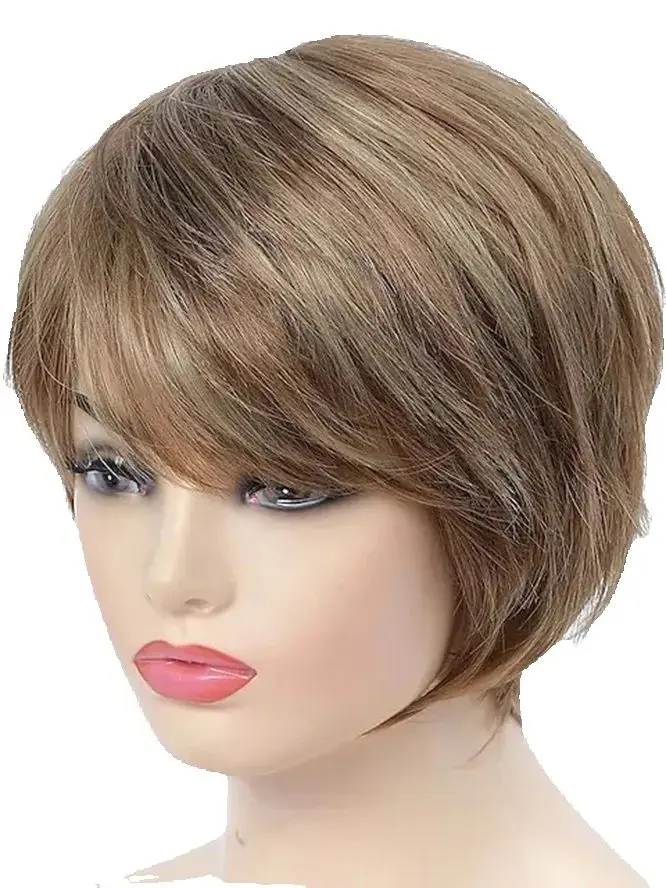 Capless Synthetic Hair Wig Natural Straight Pixie Cut Short Wig for Women Natural Costume Wig