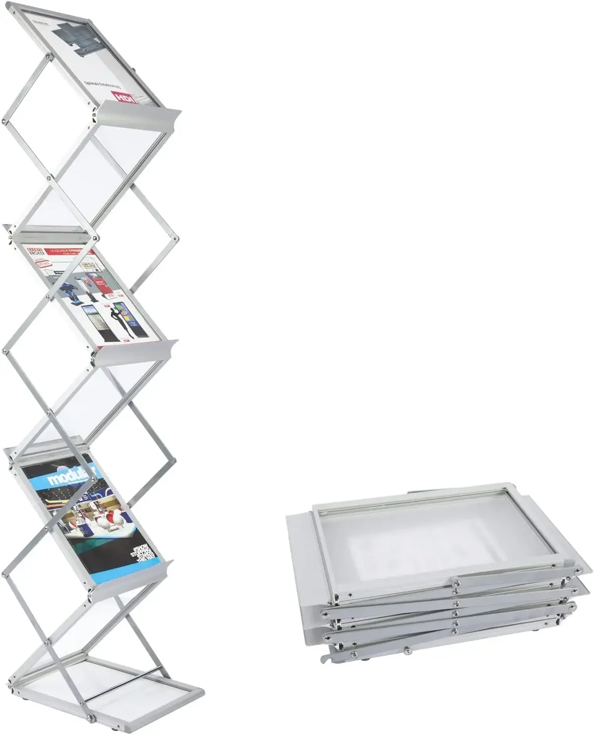 Foldable Magazine Rack Brochure Stand Catalog Literature Rack with Carrying Bag for Trade Show Exhibitions Office Retail Store