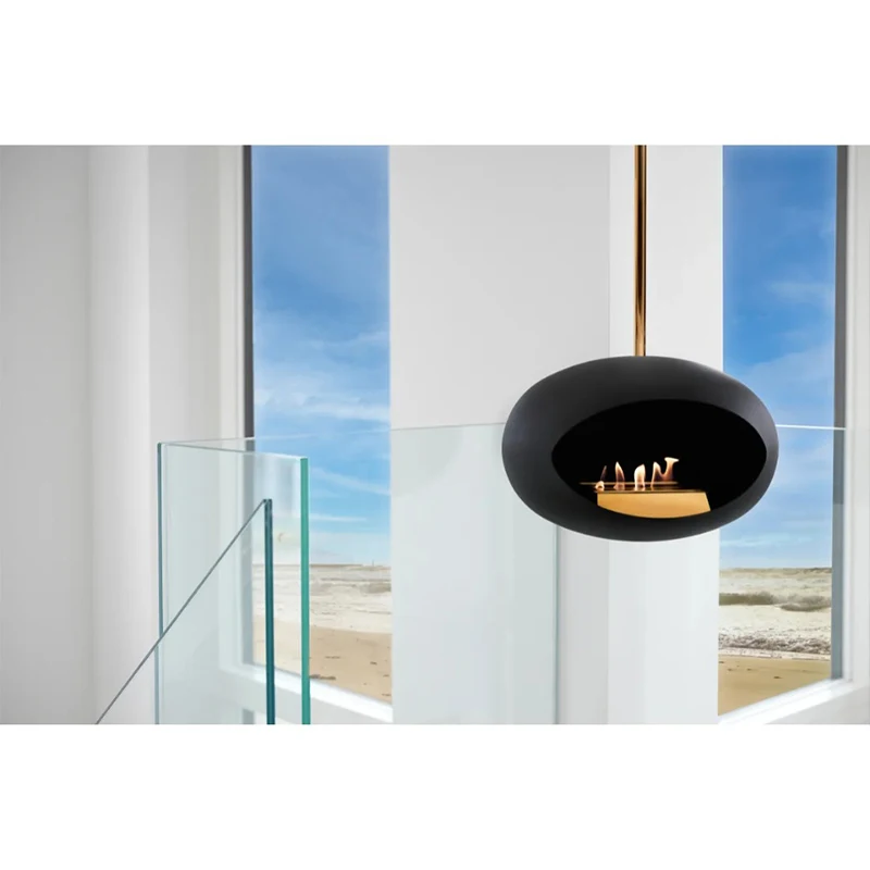 Ethanol Wall-Mounted Fireplace with Metal Construction for Indoor Use Hotel & Villa Applications