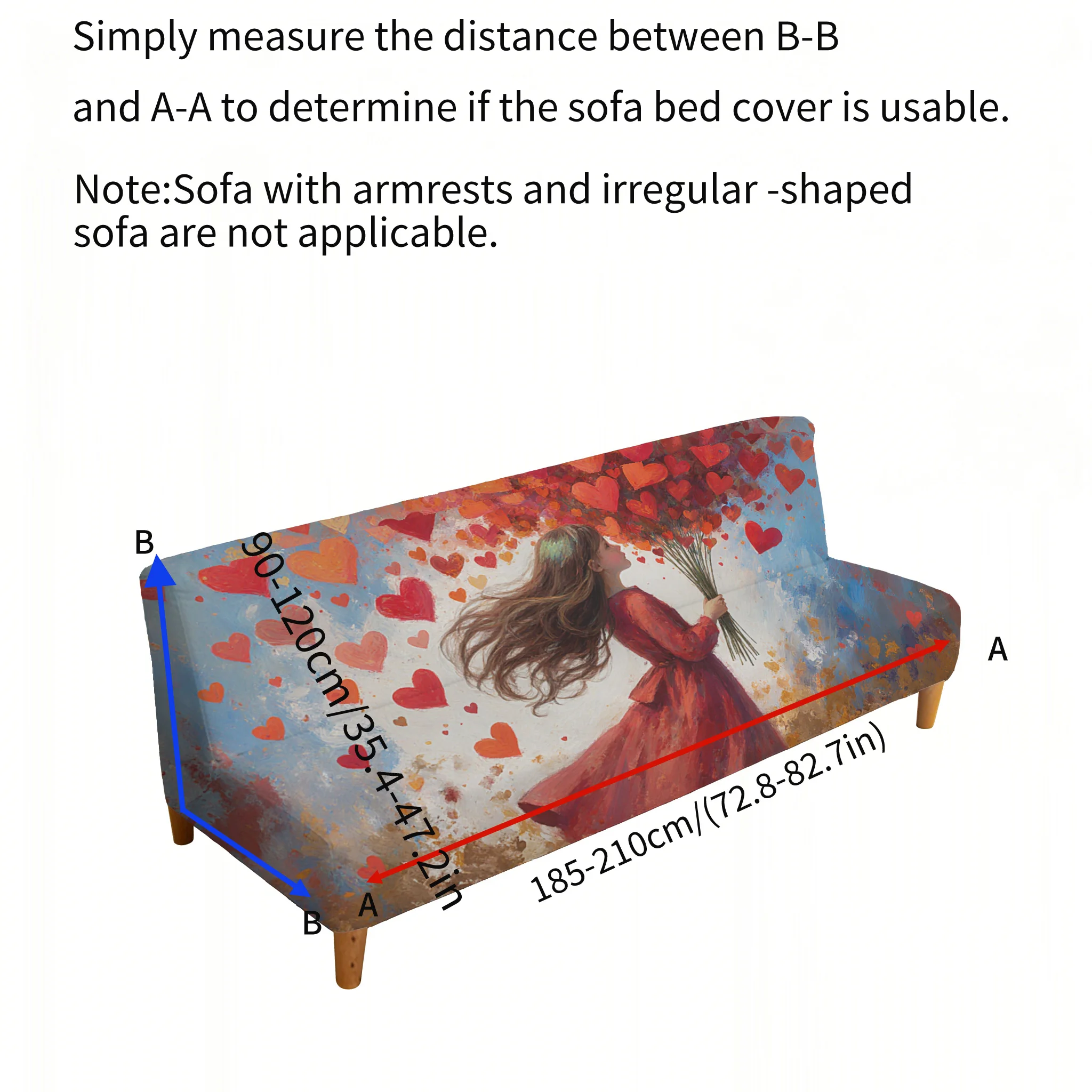 Love red dress girl elastic sofa bed cover, non-slip and scratch-proof furniture protective cover, easy to install