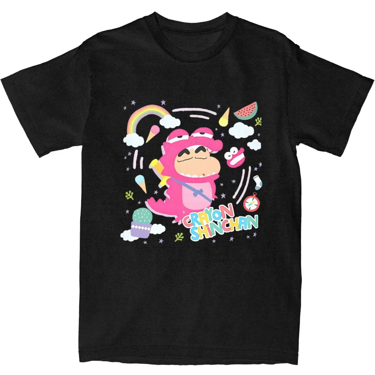 Men's Crayon Shin-chan Waniyama Shin-chan Crayon T-Shirts Cotton Top Tees Summer Funny Short Sleeves T-Shirt