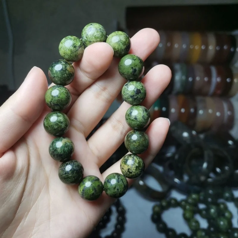 Natural Jade Medicine King Stone Round Bead Single Circle Bracelet Men's and Women's Health Care Energy Stone Bracelet