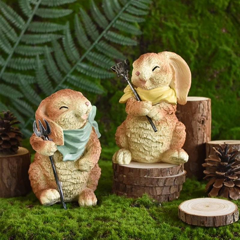 2024 New Rabbits Garden Decors for Outside Funny Resin Garden Statues Yard Decoration