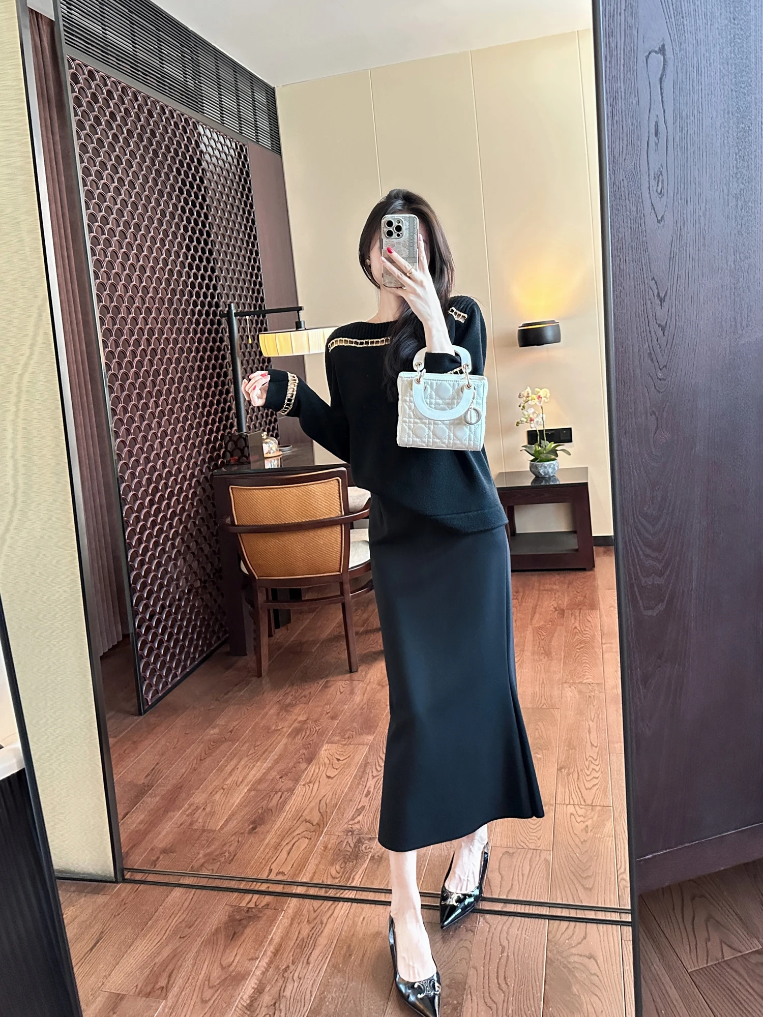 You See Premium Women's Knitted Hollow out Neline Sweater Heavy Du Comfortable Soft Long Sve round Ne Knitwear