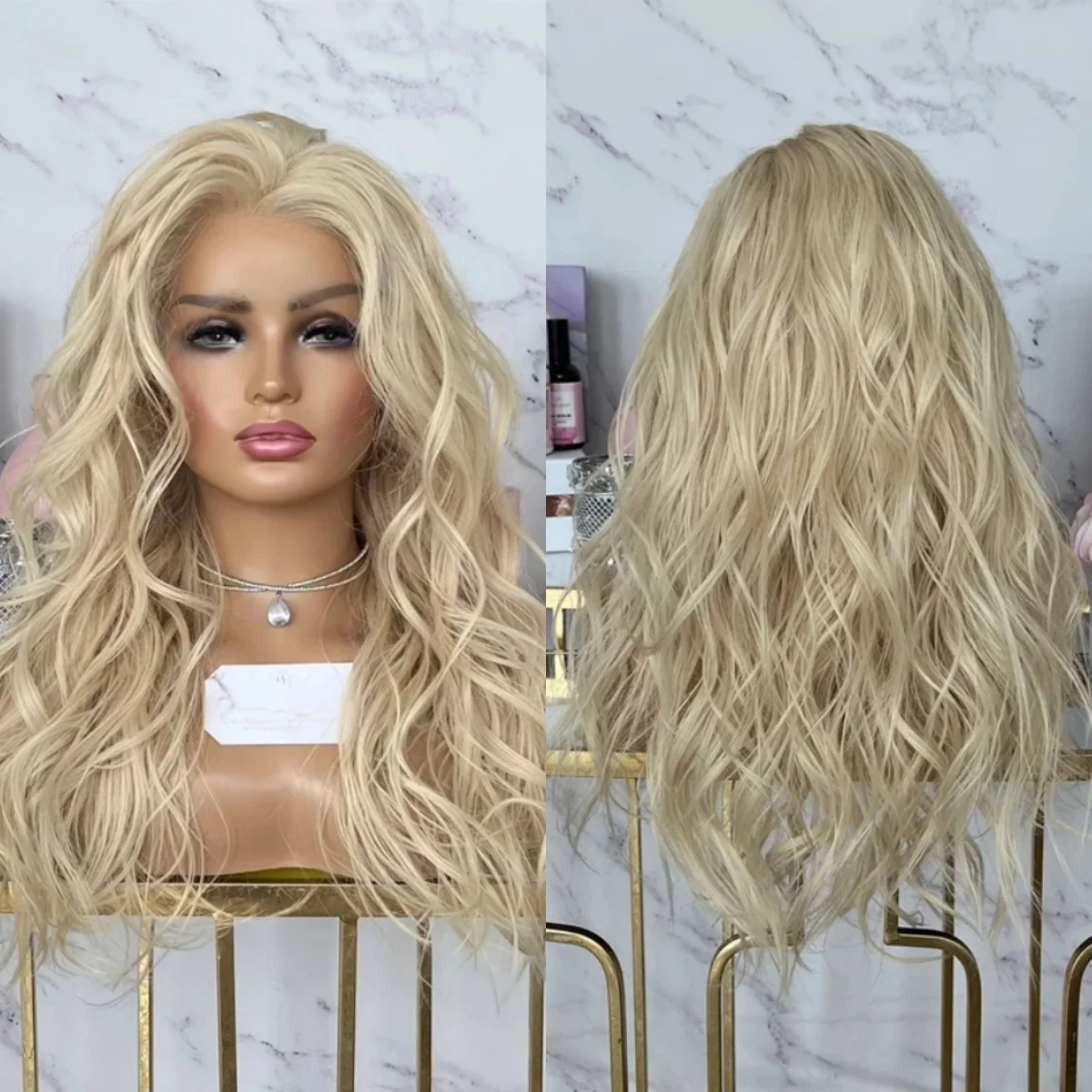 

Loose Wave Synthetic Wig Light Blonde Synthetic Lace Front Wig Pre Plucked 26 Inch 13x4 HD Transparent Wigs Female Heat Resist