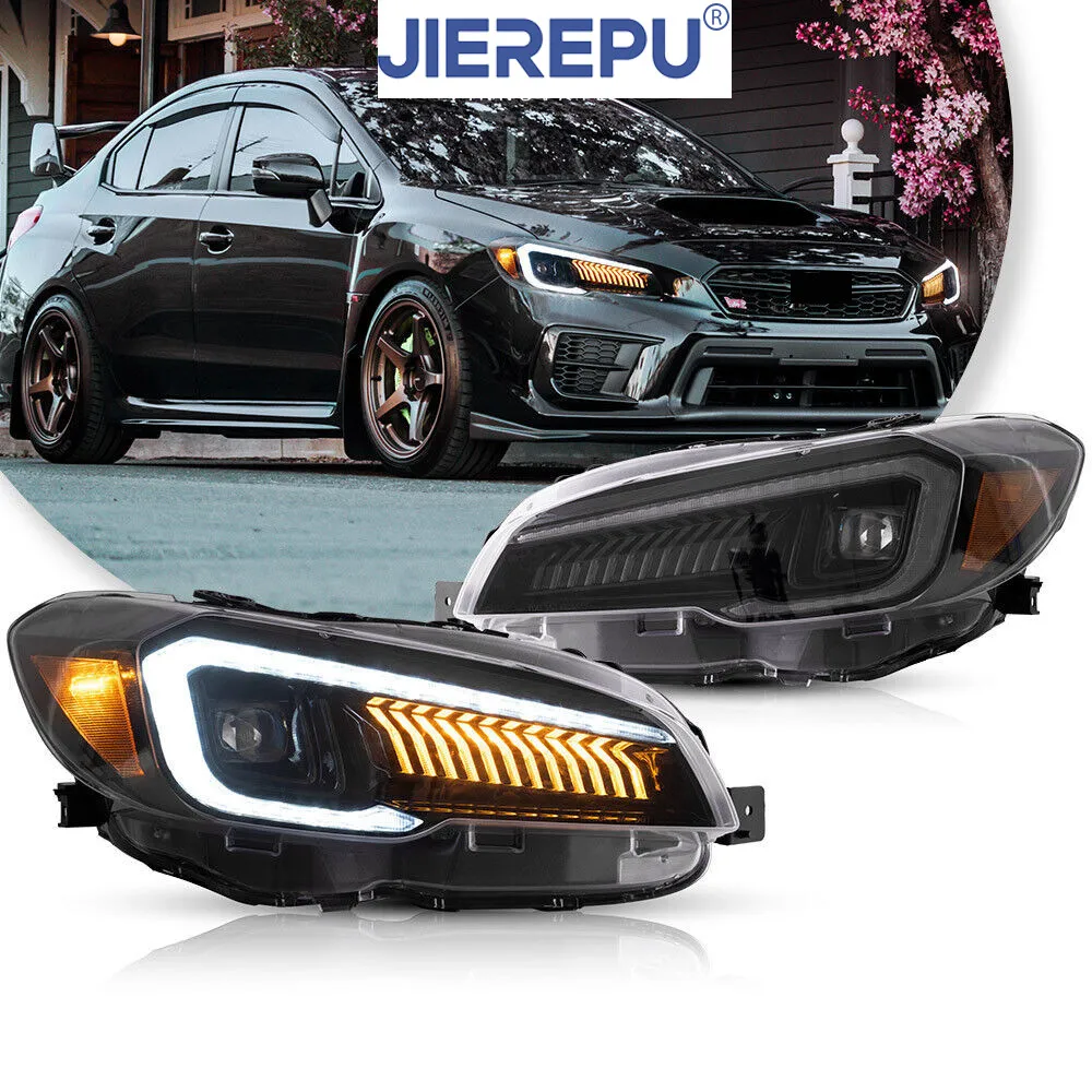

2 шт. светодиодные янтарные фары для проектора в сборе для Subaru WRX и WRX STI 2015-2021, анимационные автомобильные фары, аксессуары