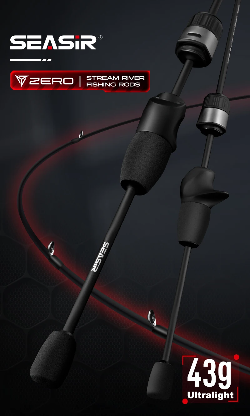 Seasir Zero 43 g Angelrute BFS Ultraleichte Kohlefaser 1,53 m UL-Ködergewicht 1,5–6 g 2 Abschnitte Stream River Angelruten – Detail 1
