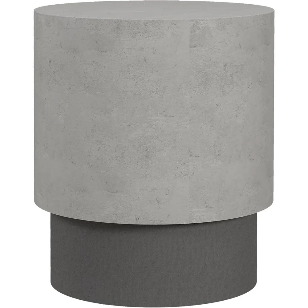 

Торцевой столик с бетонной отделкой, круглый приставной столик с 4 регулируемыми ножками, легкий вес для использования в помещении, на открытом воздухе, серый