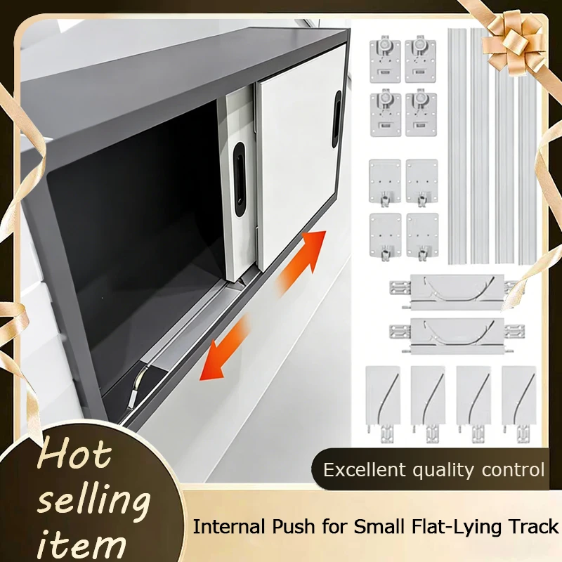 Sliding Door Hardware Kit For Bookcase Display Cabinet Wardrobe Wall Cabinet Bus Door Pocket Door Track Rail Bypass Fittings