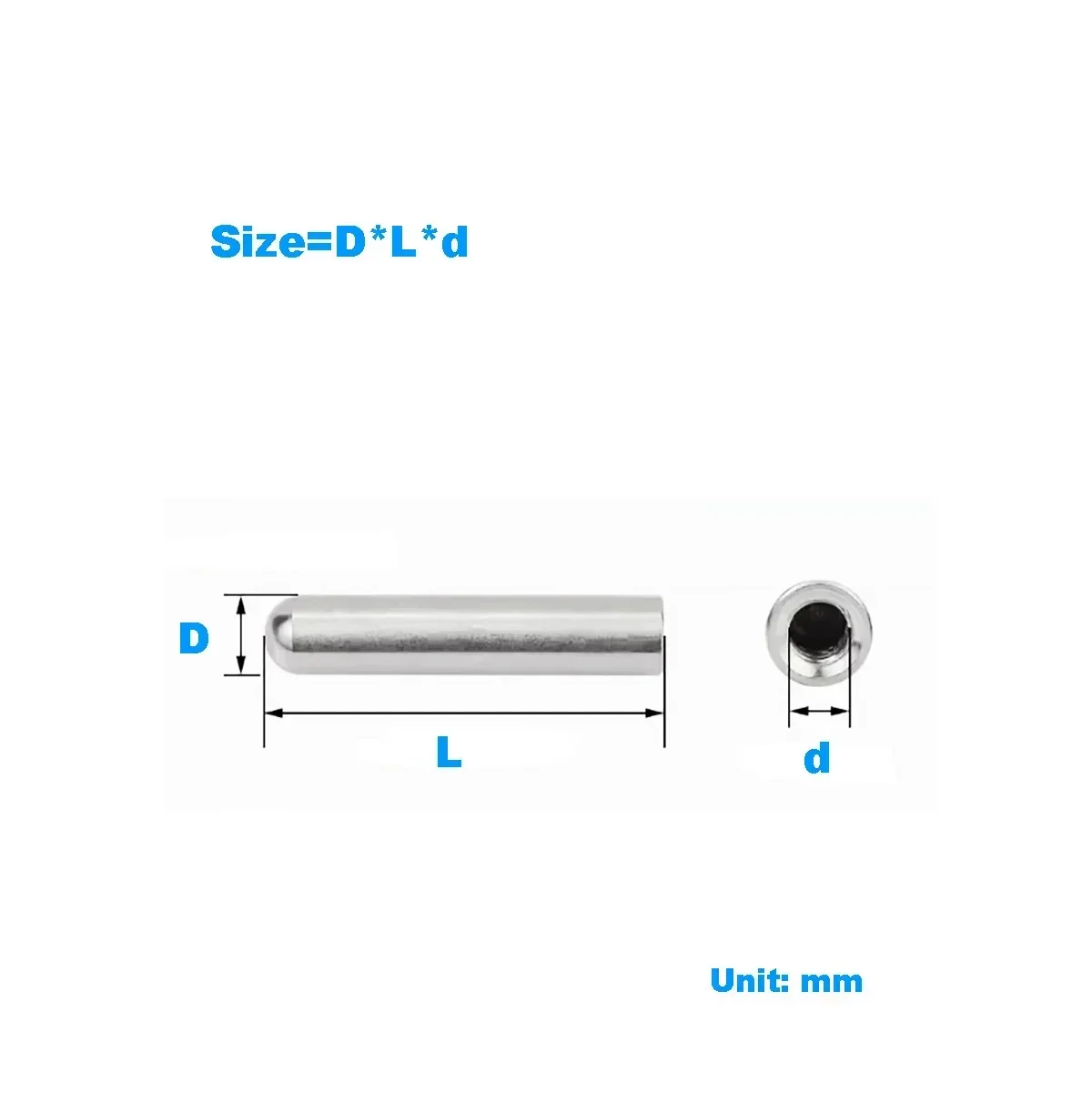 

304 Stainless Steel Internal Thread Round Head Cylindrical Pin / Hollow Pin With Hole Locating Pin M4M5M6M8M10M12