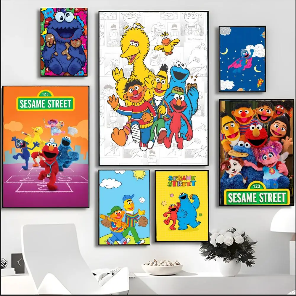 S-Sesame S-Street-pintura de película, caligrafía HD, lienzo impermeable, póster artístico: decoración de pared estética para el hogar, Bar y más