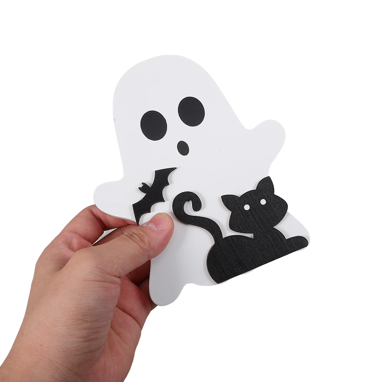 

3pcs Halloween Ghost Table Decorations Wood Table Centerpiece Spooky Party Ornament Halloween Room Decor Ghost Sign Wood