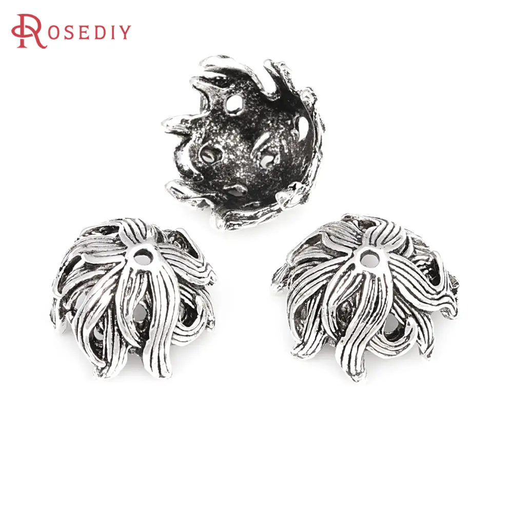 20PCS Antique Silver Vintage Style Zinc Alloy Bead Caps Tassel Caps Diy Jewelry Making Supplies Earrings Accessories for Women