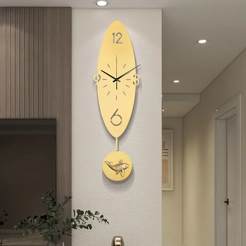 Modern Minimalist Wall Clock for Living Room Creative Copper Art Decor Silent Non Ticking Luxury Home Decoration Timepiece