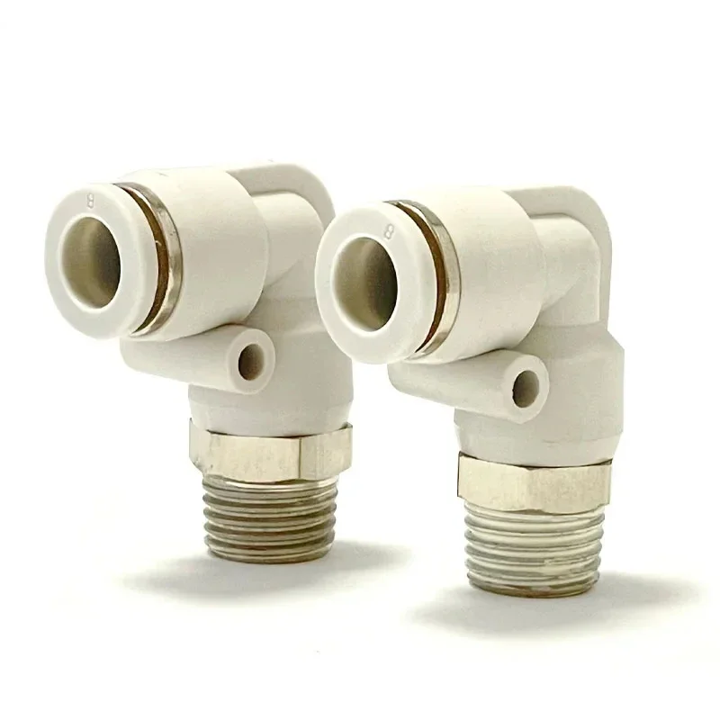 1PCS High Quality White PL Trachea Quick Connector Pneumatic 90 Degree Elbow Thread 8m Cylinder Accessories PL6/8/10-01/02/03/04