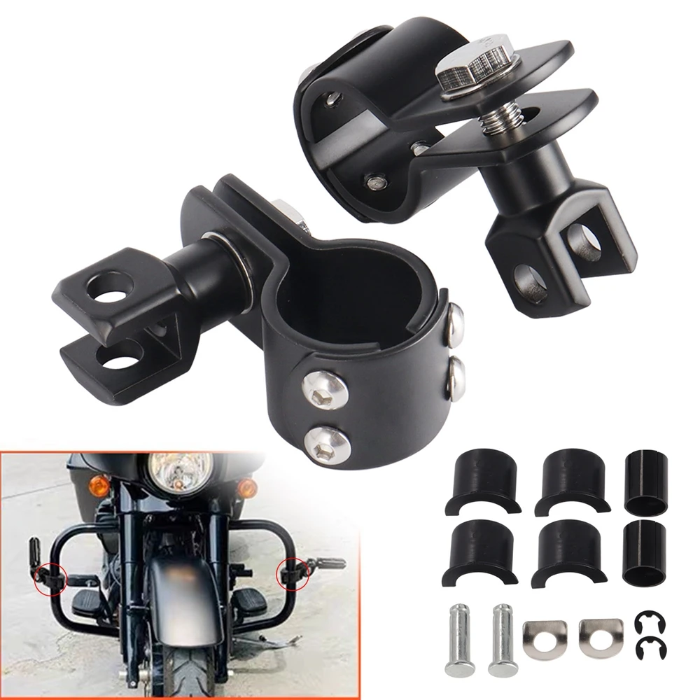 

Motorcycles Male Mount-Style Chrome 1 1/4" Foot Peg Adapter Engine Guard Footrests Mount Clamps for Harley Softail Cafe Racer