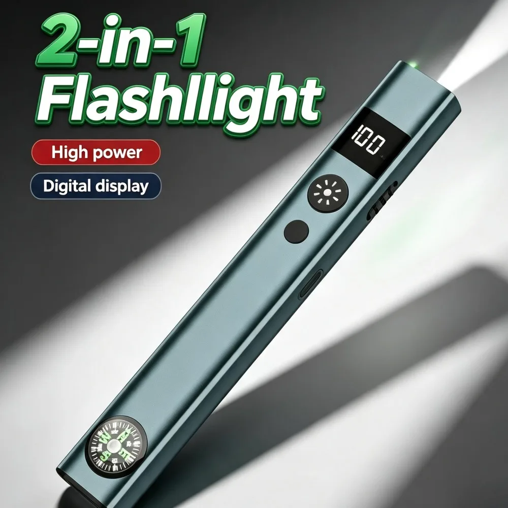 Green Light Handheld Indicator Flashlight Digital Power Display Long Distance Pointer for Sand Table Outdoor Teaching