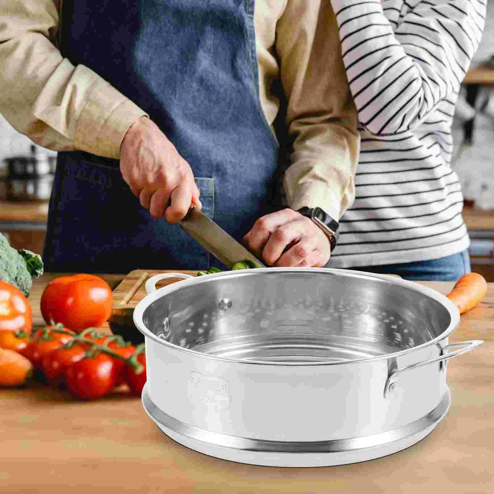 

20 Cm Pans Kitchen Steamer Vegetable Food Basket Baby Stainless Steel Handle Bun