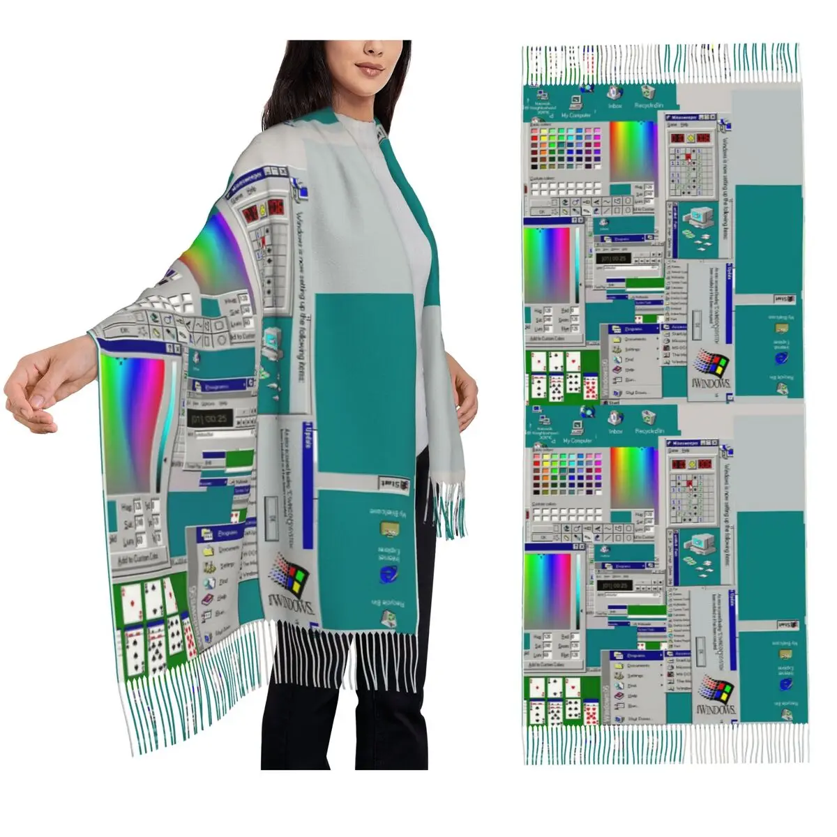 

Шарф-коллаж, шарфы с кисточками для женщин, мягкие теплые шали и накидки, большая осенне-зимняя шаль