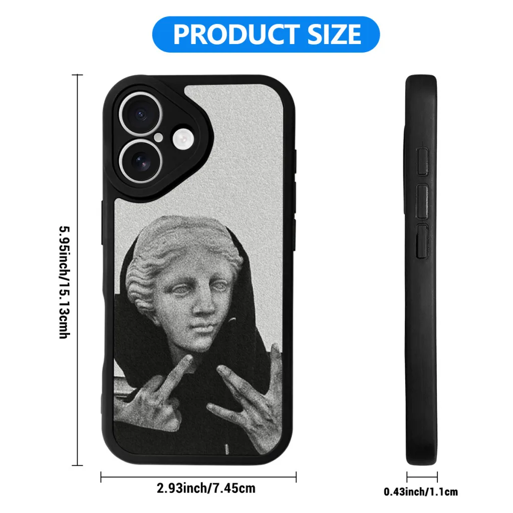 Greek statue Wearing Hoodie Phone Case For iPhone 16 Pro Max Plus Soft Silicone Skin Case