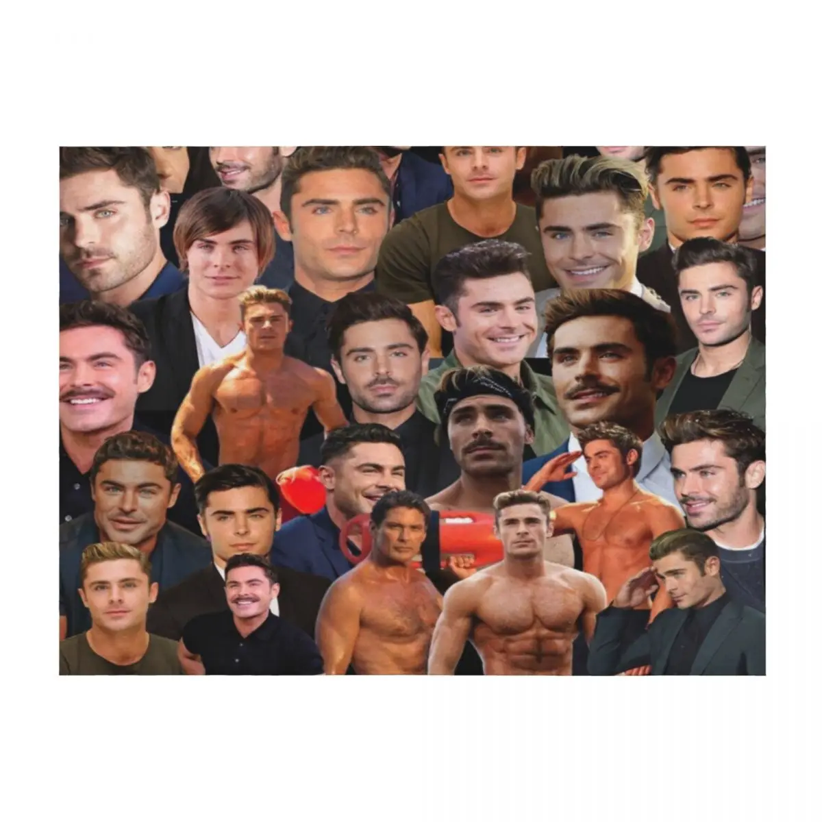 

Zac Efron Photo Collage Throw Blanket Cute Soft Plaid Moving Giant Sofa Blankets