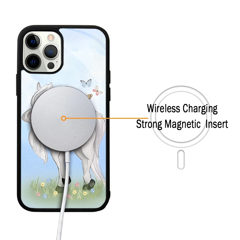 Precious Pony Phone Case For IPhone 11 12 13 14 15 Plus Pro Max Mirror Acrylic Cover For Magsafe Wireless Charging