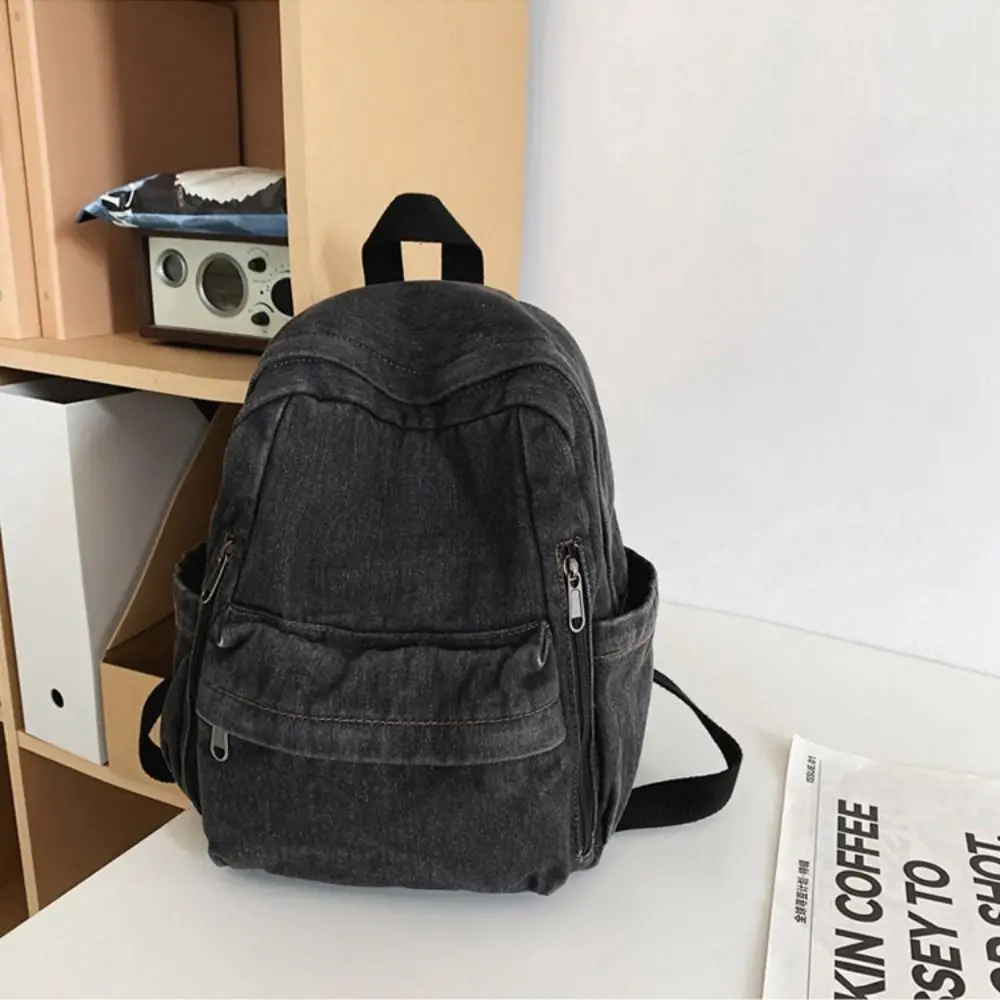 Casual Y2K Denim Backpack Street Style Japanese Style Vintage Handbag Large Capacity Shopping Bag Solid Crossbody Bag Students