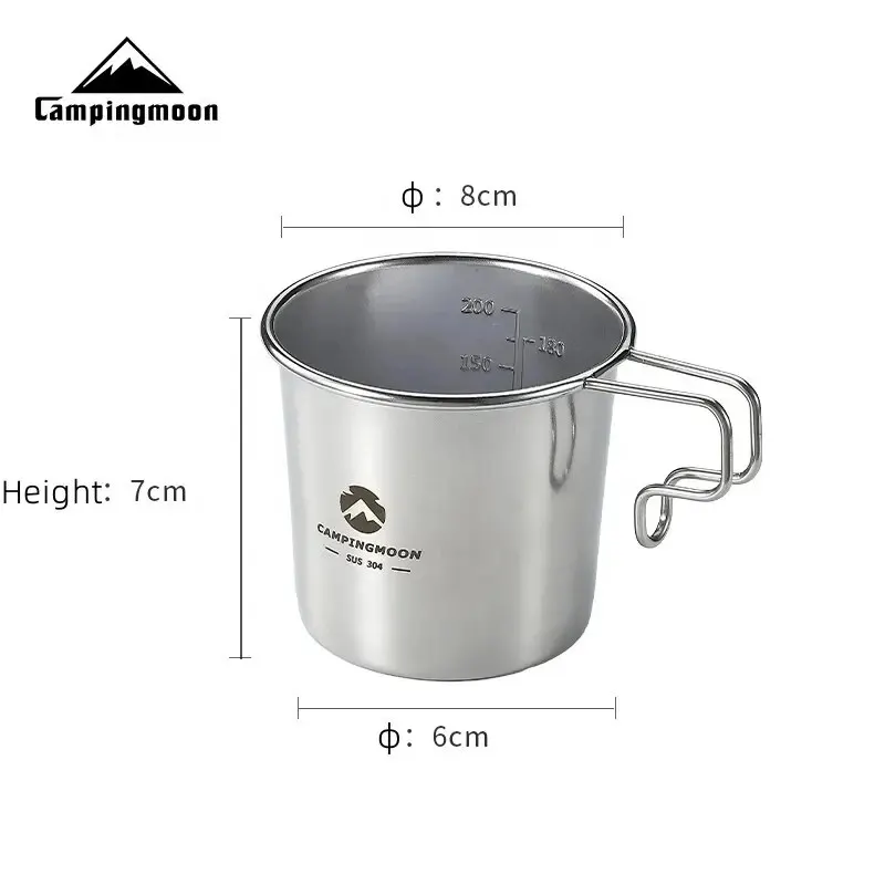 CAMPINGMOON S190 Taza de Agua de Acero Inoxidable 304 para Acampar al Aire Libre, Taza Portátil Shiraz de 210 ml, Taza de Café Syrah