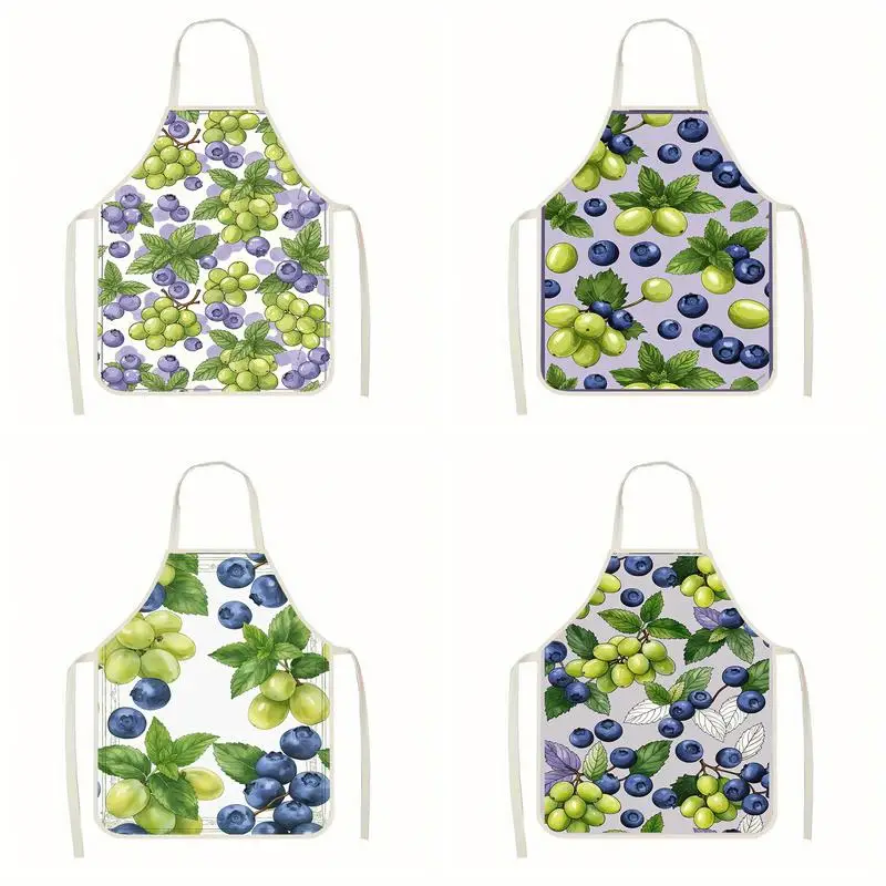 

Фартук с фруктовым узором, льняной фартук, подходит для приготовления пищи на кухне, общения родителей и детей, рисования и других мероприятий.