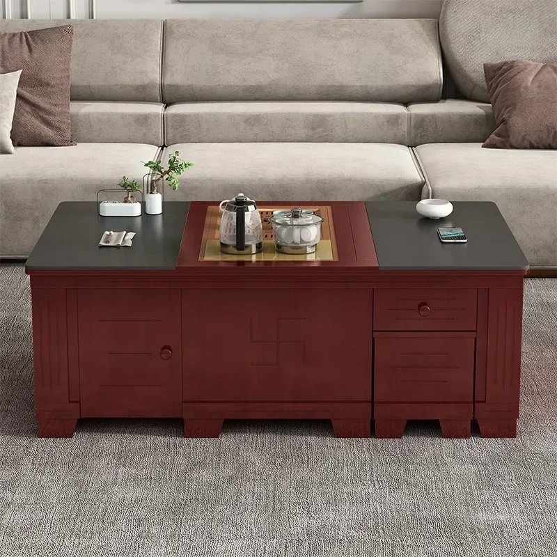 

New Arrivals H13 New Chinese stle multifunctional electric automatic lifting coffee table and dining table dual-purpose rock pla