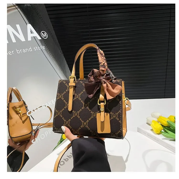 

Niche High-End Tote Bag 2025 New Style, Minimalist Small Square Bag, Scarf Handheld, Shoulder & Crossbody for Women