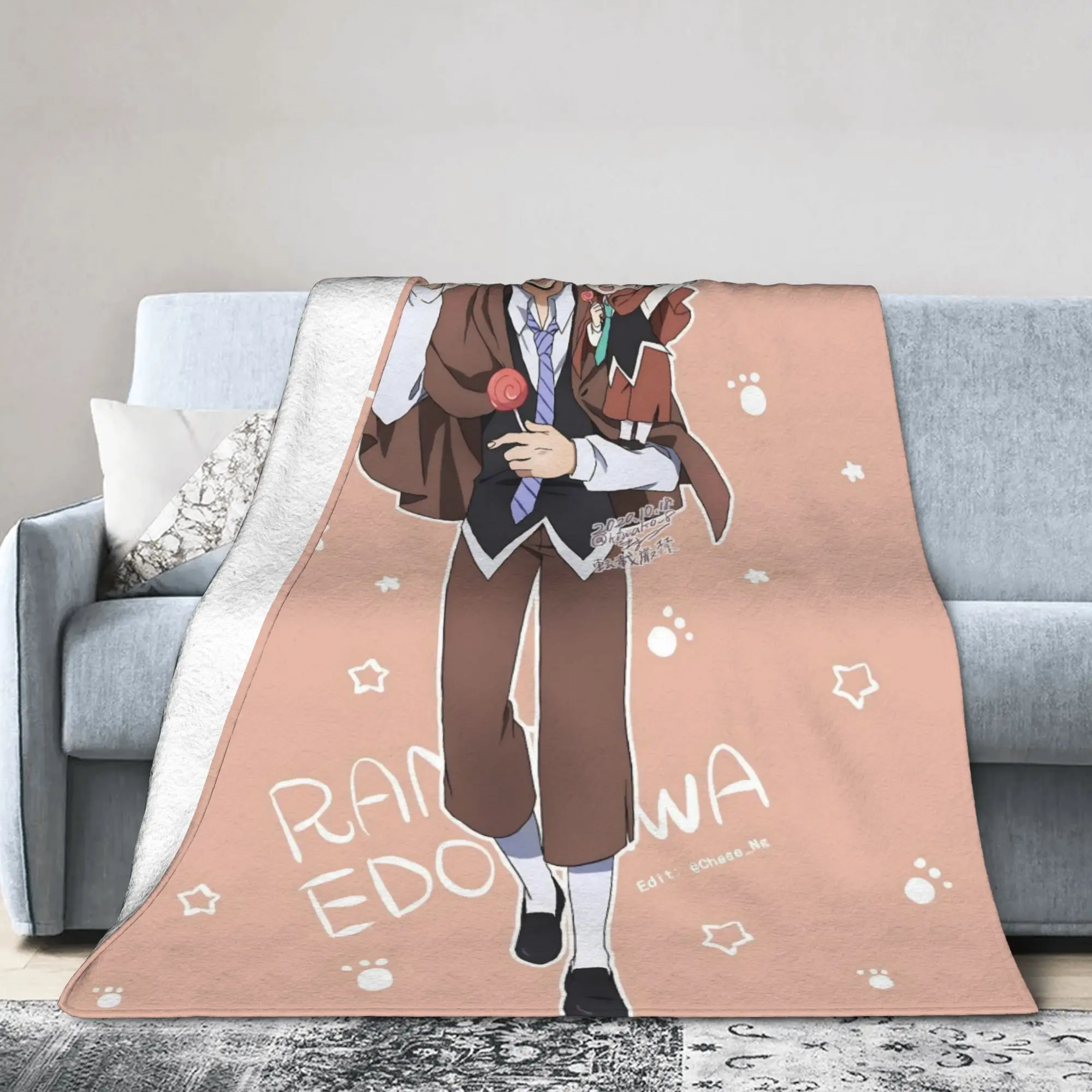 Bungo Stray Dogs Rampo Blankets Flannel Decoration  Multi-function Warm Throw Blankets for Bedding Car Plush Thin Quilt