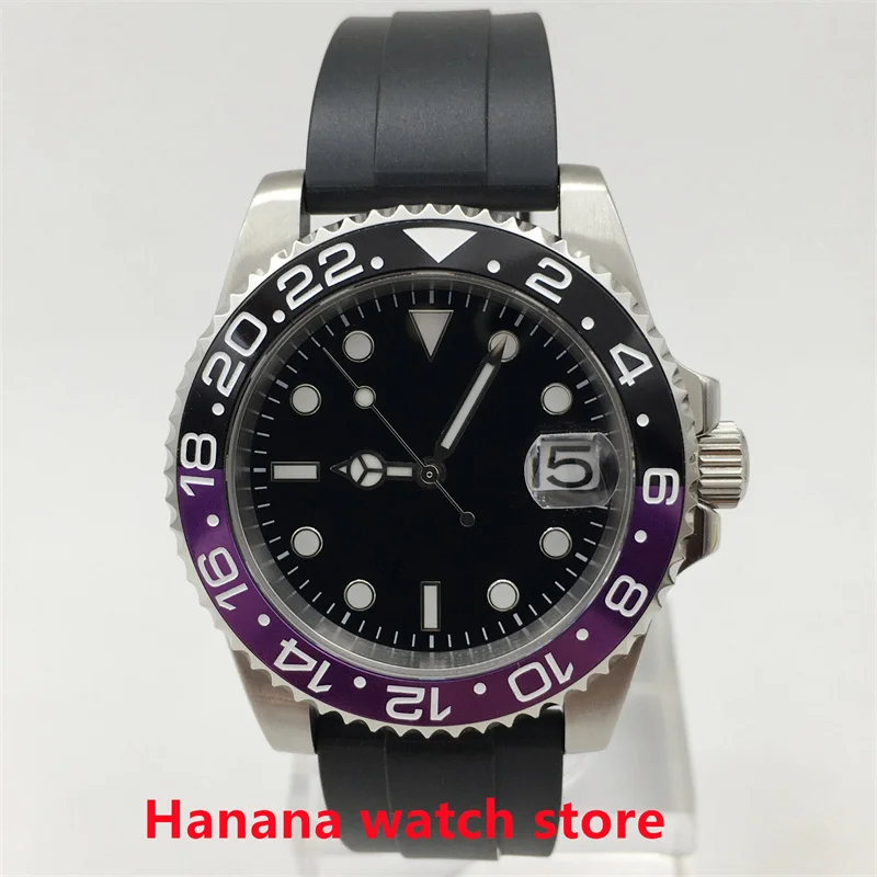 

BLIGER Nologo Fashion Japan 24 Jewels NH35 40mm Sapphire Glass Automatic Men's Watch NH35A Two Tone Ceramic Bezel Rubber Strap