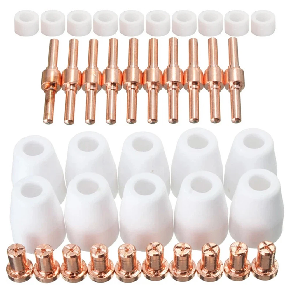 

40 шт. запасной комплект расходных материалов для плазменной горелки для PT 31 40 CUT40 включает электроды, сопла, крышки переключателей