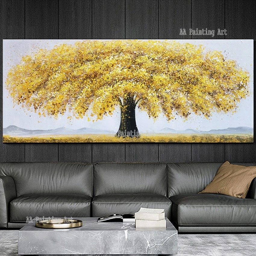 

Gold Tree Canvas Paintings Art Handmade Oil Painting Wall Decor High Quality Large Size Wall Art On Canvas For Living Room
