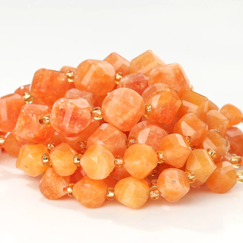 6-10mm Natürliche Orange Angelit-Jade-Perlen Facettierte Lose Abstandsperlen für Schmuckherstellung DIY Armband Handgemachtes Zubehör 7 Zoll – Detail 7