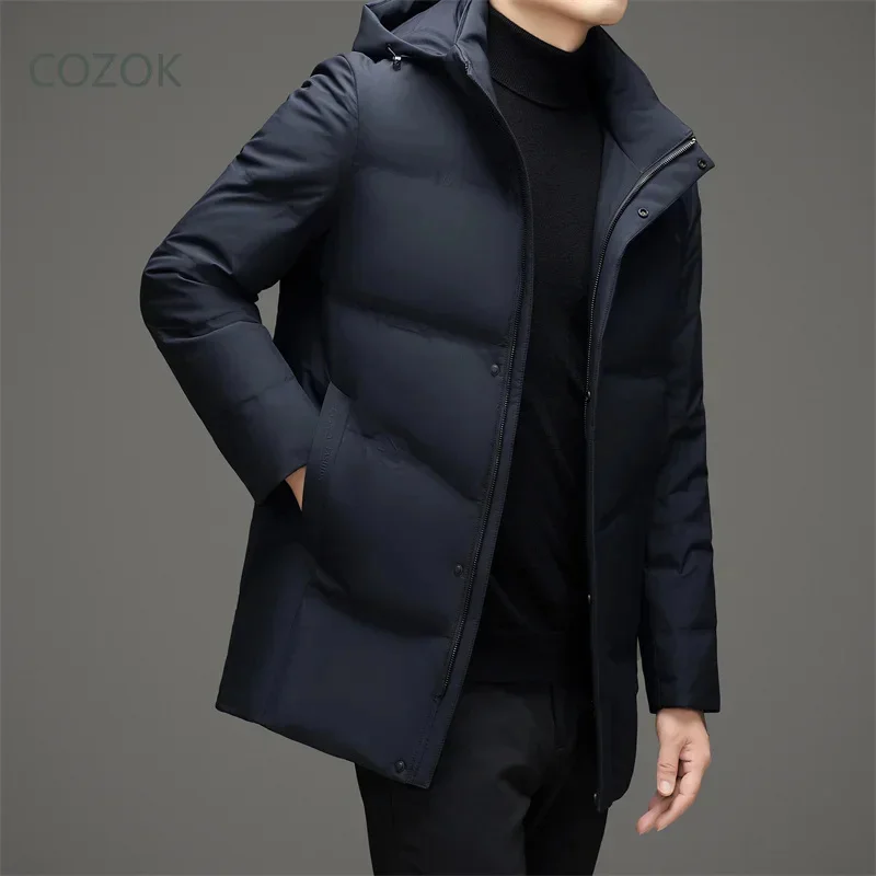 COZOK Long Down Jacket Graphene Inside Heated Men Removable Hat Designer Clothes s Man 2025 Winter Coats