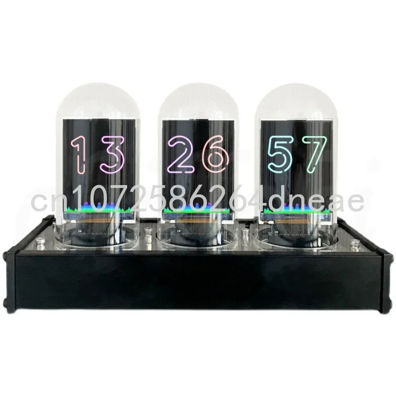 Pseudo-glow Tube Clock IPS Screen Creative Retro Desktop Decoration Boyfriend Birthday Gift with Spectrum Pickup Rhythm