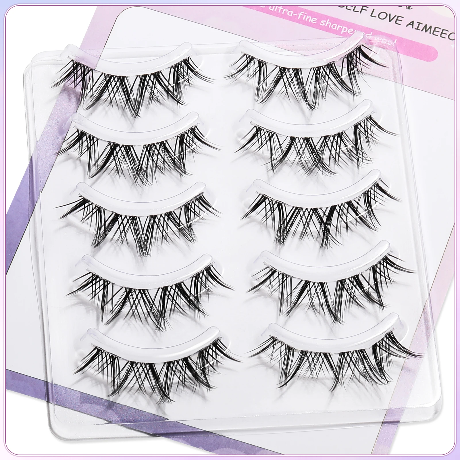 5 Pairs strip lashes Thick Long Artificial Lashes Multi-Layered Fluffy Volume Long Thick Lashes for Makeup Beginners