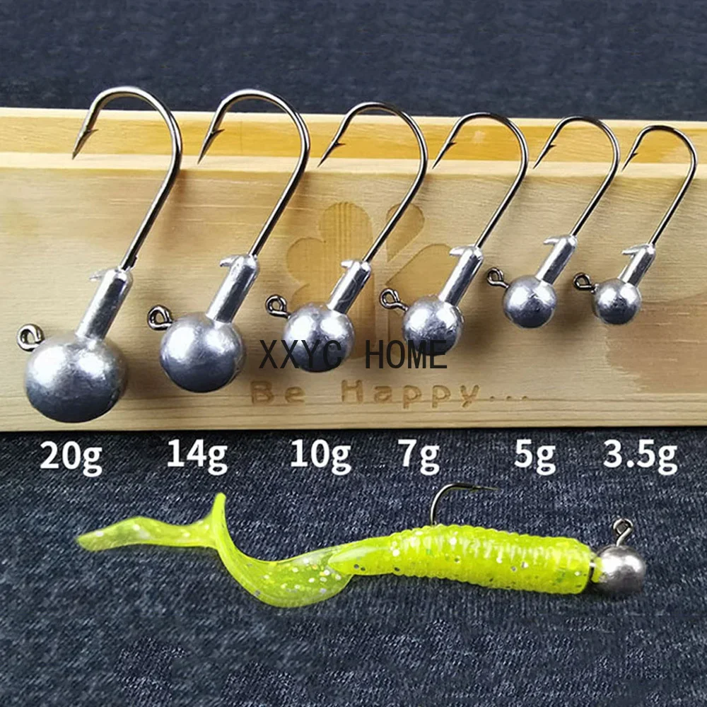 50pcs Jig Head Sharp Fishing Hook 1g-20g Jigs Hooks For Soft Fishing Lure Carbon Steel Jigging Fishhooks For Worm Soft Bait Lure