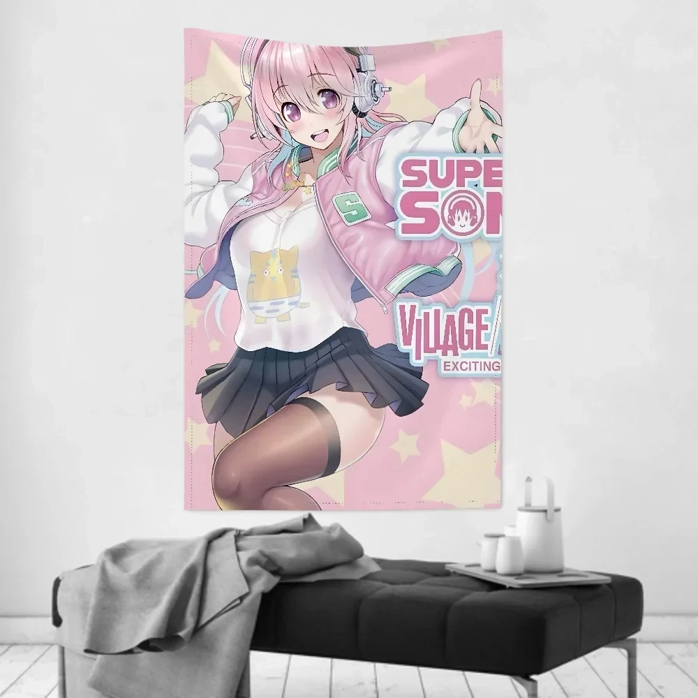 VIKAMA Super Sonico Pink Tapestry Wall Hanging, 6 Assorted Designs, Wall Art Decor for Bedroom Living Room