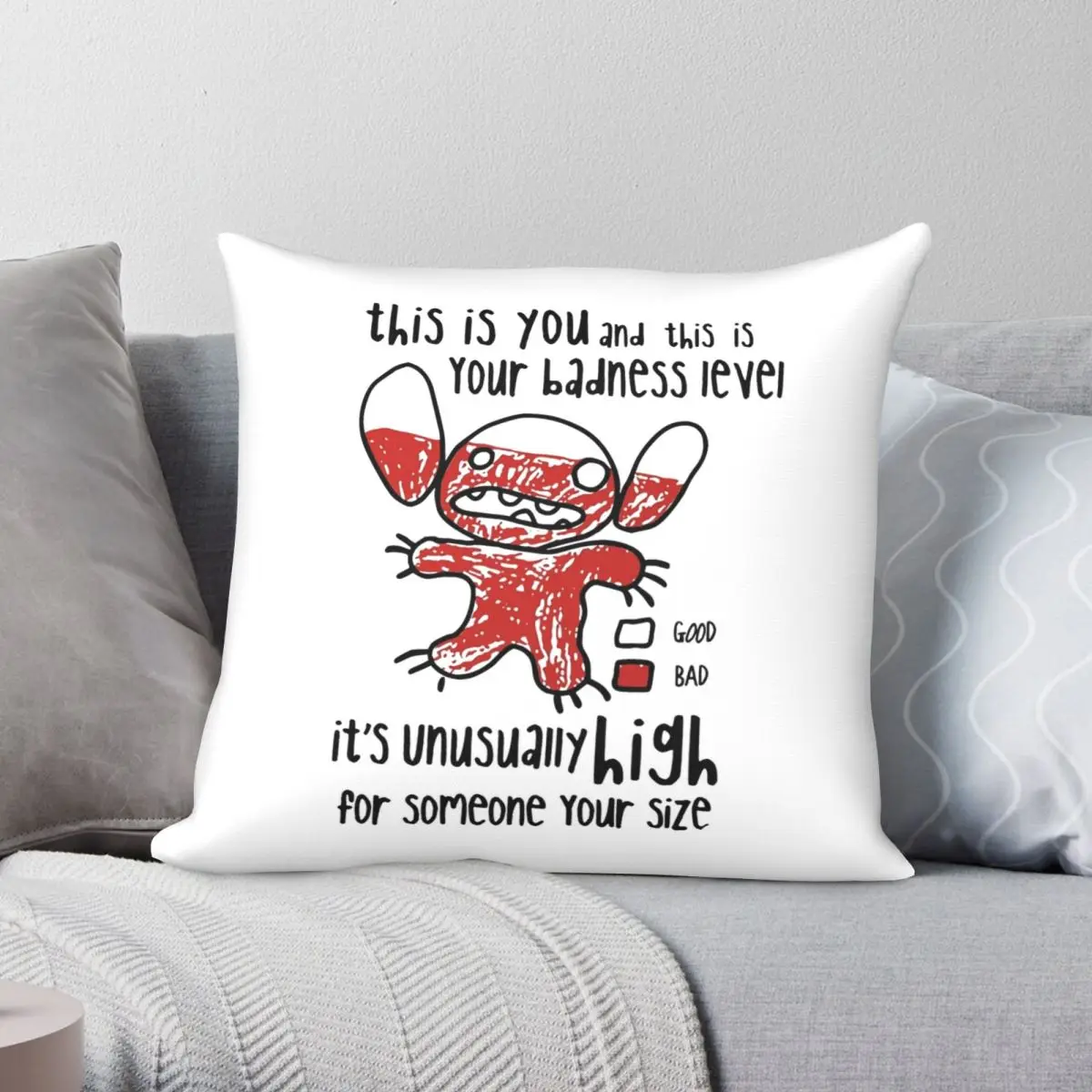 

This Is Your Badness Level Kids Pillowcase Polyester Linen Velvet Pattern Zip Decor Throw Pillow Case Car Cushion Cover 45x45