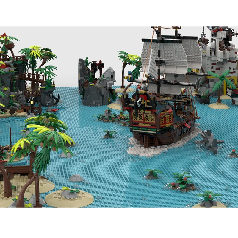 Briques de construction Moc, modèle de groupe Pirate, technologie de construction, modèle de forteresse Pirate modulaire, blocs de construction, jouet de noël