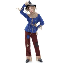 Scarecrow Costume Blue Top Pants Set Halloween Adult Cosplay Costumes Women Disfraz Halloween Para Mujer