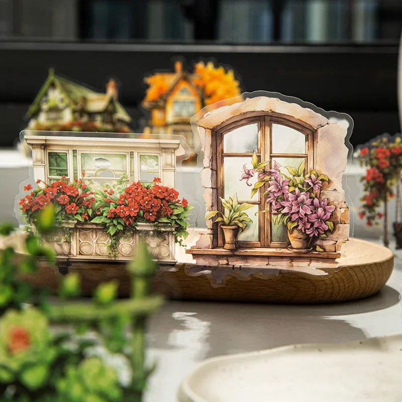 30Pcs Plant Landscaping Delicate Rose Garden PET Sticker Pack Window Seasons Handbook Material Scrapbooking 95*140MM