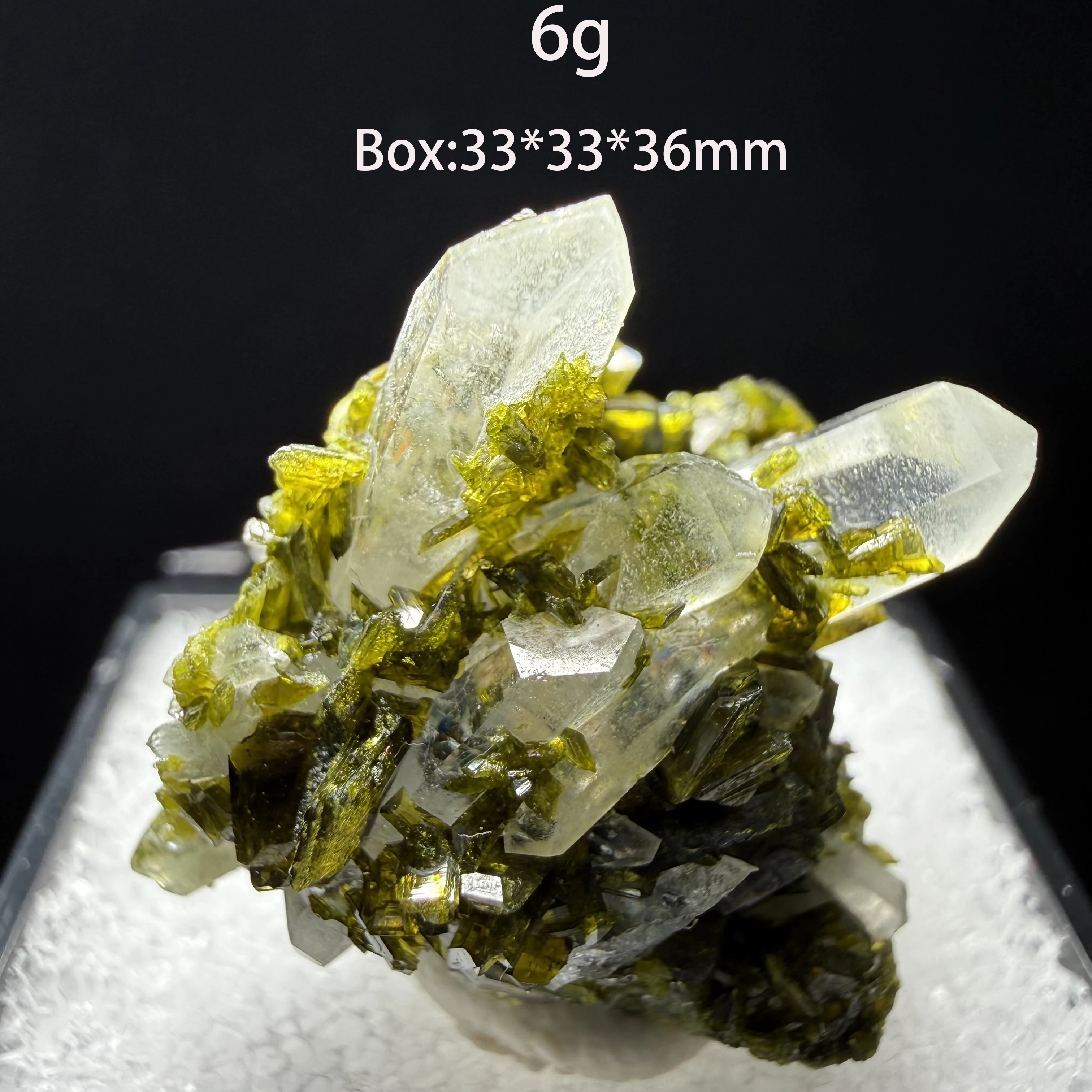 Natural Green Epidote White Quartz Crystal Cluster Mineral Specimen Healing Crystal Home Decoration Gift  A2-2-18