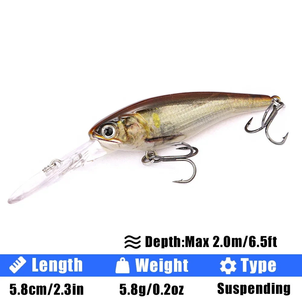 B&U Suspending Minnow 3D-Druck Shad Harter Köder Künstlicher Angelköder Jerkbait Wobbler Bass Pike Swimbait Angelköder