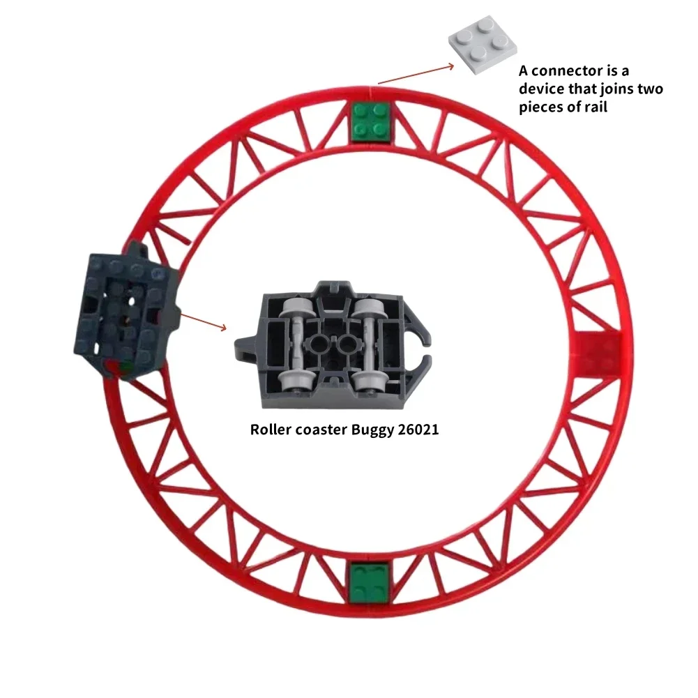 MOC Montagne russe Pista Kit di Costruzione Tecnico Treno Ferroviario Parte FAI DA TE Modello di Città Blocchi per I Bambini Adulti 26022/25059/25061/34738