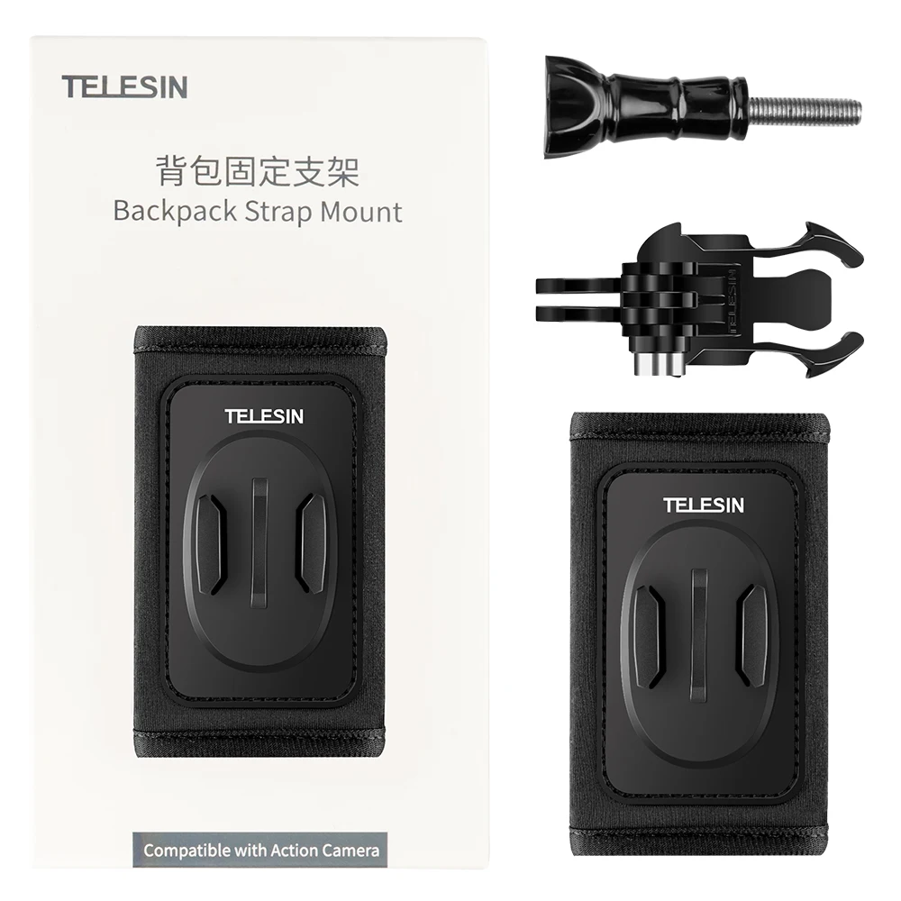 TELESIN 360° Rotate Buckle Double J-Hook Quick Release Backpack Shoulder Strap Mount for GoPro Hero Insta360 DJI OSMO Action